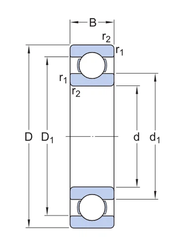 61992 MA Deep Groove Ball Bearing drawing 61992 MA Deep Groove Ball Bearing drawing