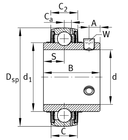 UC215-46 Radial Insert Ball Bearing drawing UC215-46 Radial Insert Ball Bearing drawing