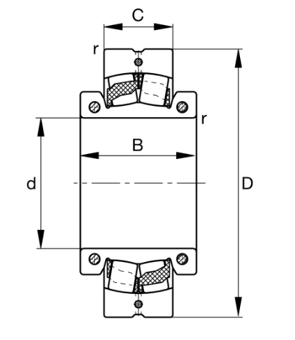 222SM260-MA Spherical Roller Bearing drawing 222SM260-MA Spherical Roller Bearing drawing